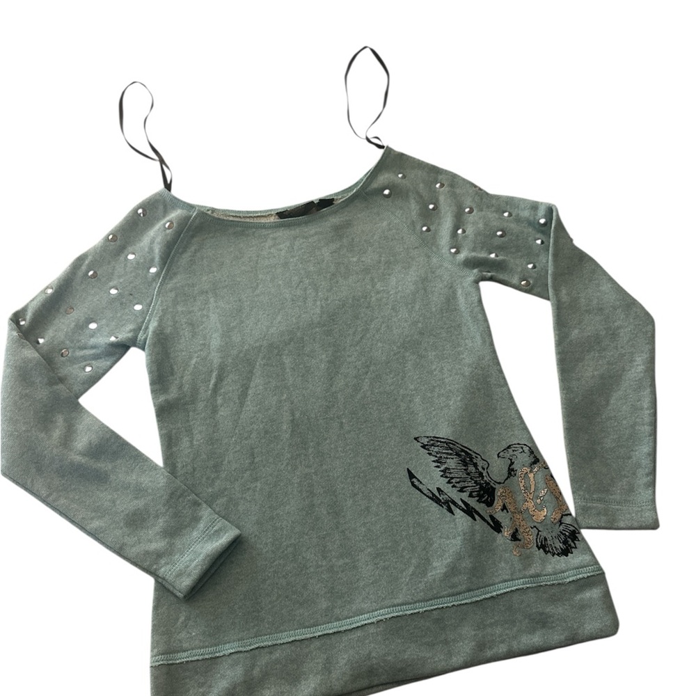Chic Green Sweater with Bird Motif